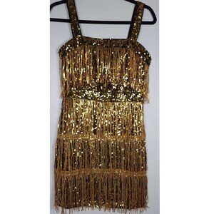 Tassel Fringe Mini Party Dress Sequin Evening Gown XS